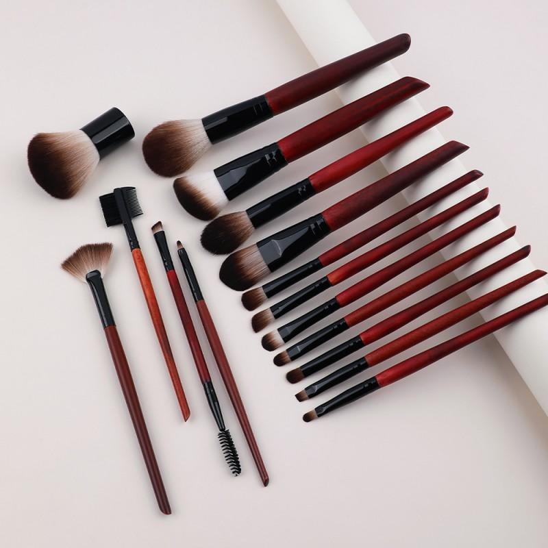 Makeup Brush Set 16pcs Soft Bristle Wooden Handle Foundation Concealer Blending Brushes Face