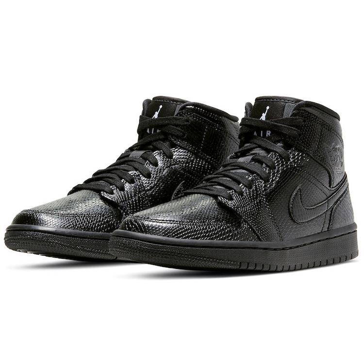Jordan 1 Женские кроссовки Mid Black Snakeskin BQ6472-010
