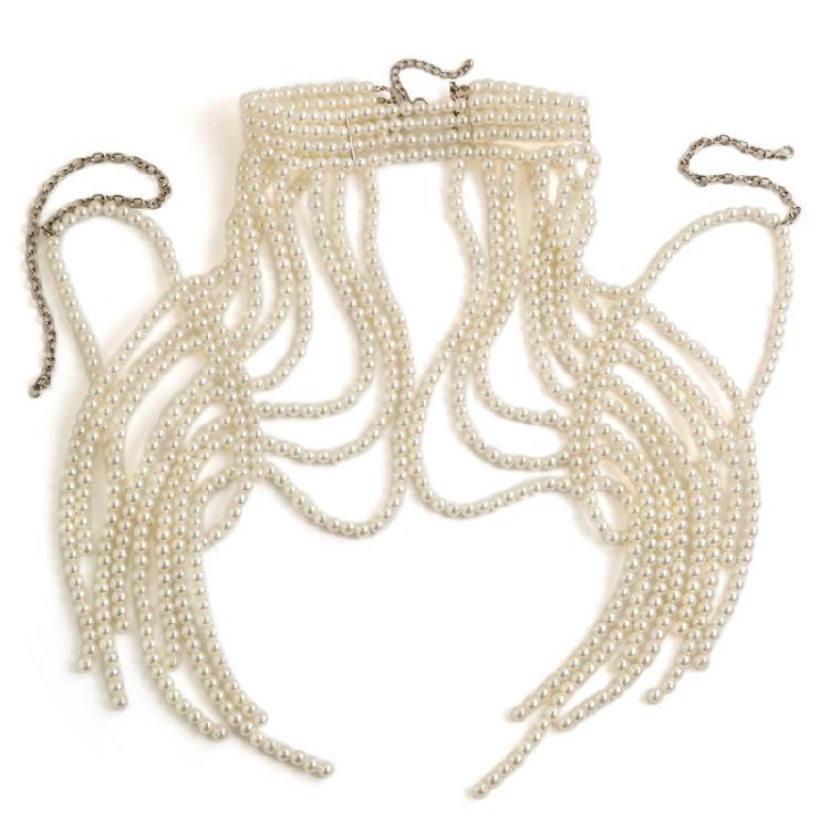 Элегантное ожерелье на плечо из искусственного жемчуга для женщин. Идеально подходит для конкурсов красоты, выпускных балов, вечеринок, свадебных фотосессий.