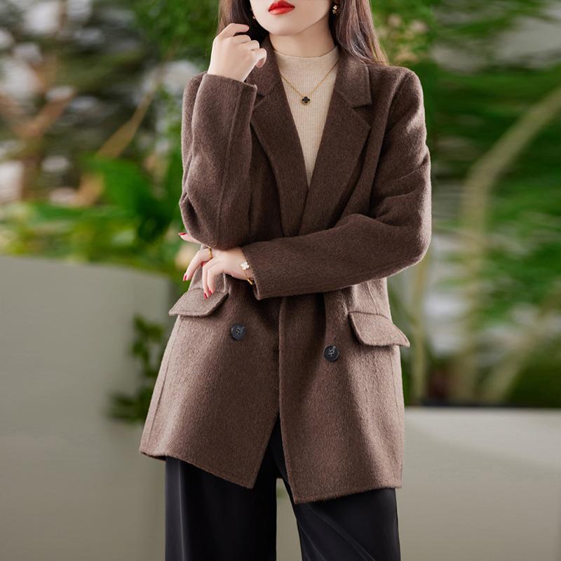 Кашемировое женское пальто TIDENOVEL Осеннее шерстяное длинное пальто ручной работы Пальто-бушлат Зимняя теплая шерстяная куртка Пальто