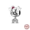 Original Owl Beads 100% 925 Silver Lucky Cat Elephant Charms Fit Original 925 Bracelet DIY Jewelry Making Women's Gift