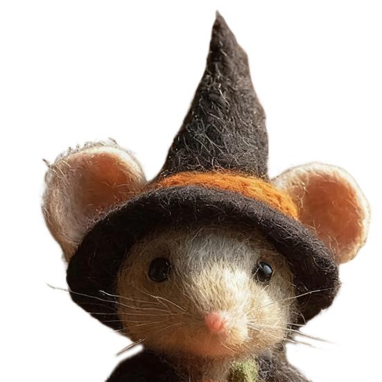 Halloween Felt Mouse Accessories Handmade Animals Statue with Pumpkin Decoration Table Shelf Desk Ornament