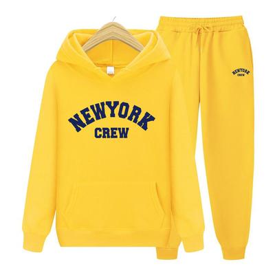 Женский комплект с капюшоном с длинными рукавами Hirsionsan New York, толстовка с буквенным принтом, женские мягкие повседневные свободные толстовки, одежда