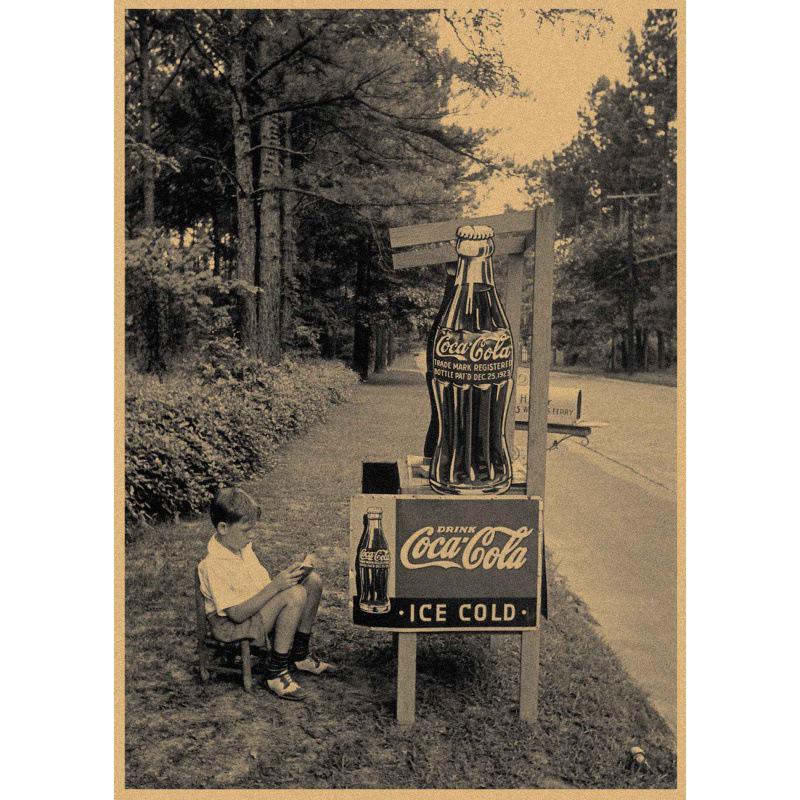 Vintage Republic of China Coca-Cola Poster: Retro Kraft Paper Wall Art for Bars, Restaurants, and Coffee Shops