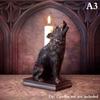 Gothic Candle Holder Vintage Cat Wolf Bat Statue Halloween Candlestick For Home Party Decoration Resin Sculpture