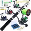 SOUGAYILANG 1.6m Telescopic Fishing Rod Pole with 5BB Metal MINI Spinning Reel Fishing Rods and Reels Set
