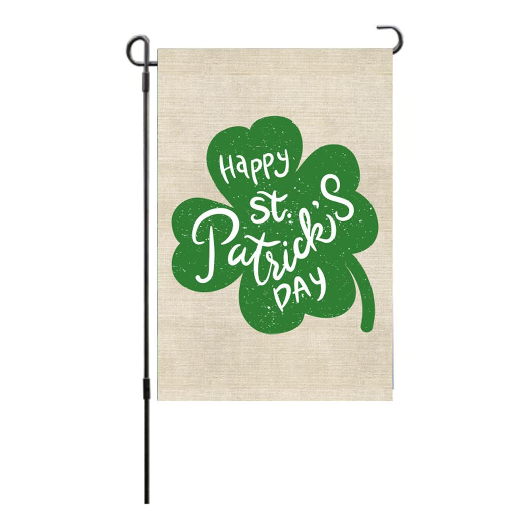 St Patricks Day Flag Double Sided Fade Resistant Polyester Leaf Garden Flag for Lawn Courtyard Party