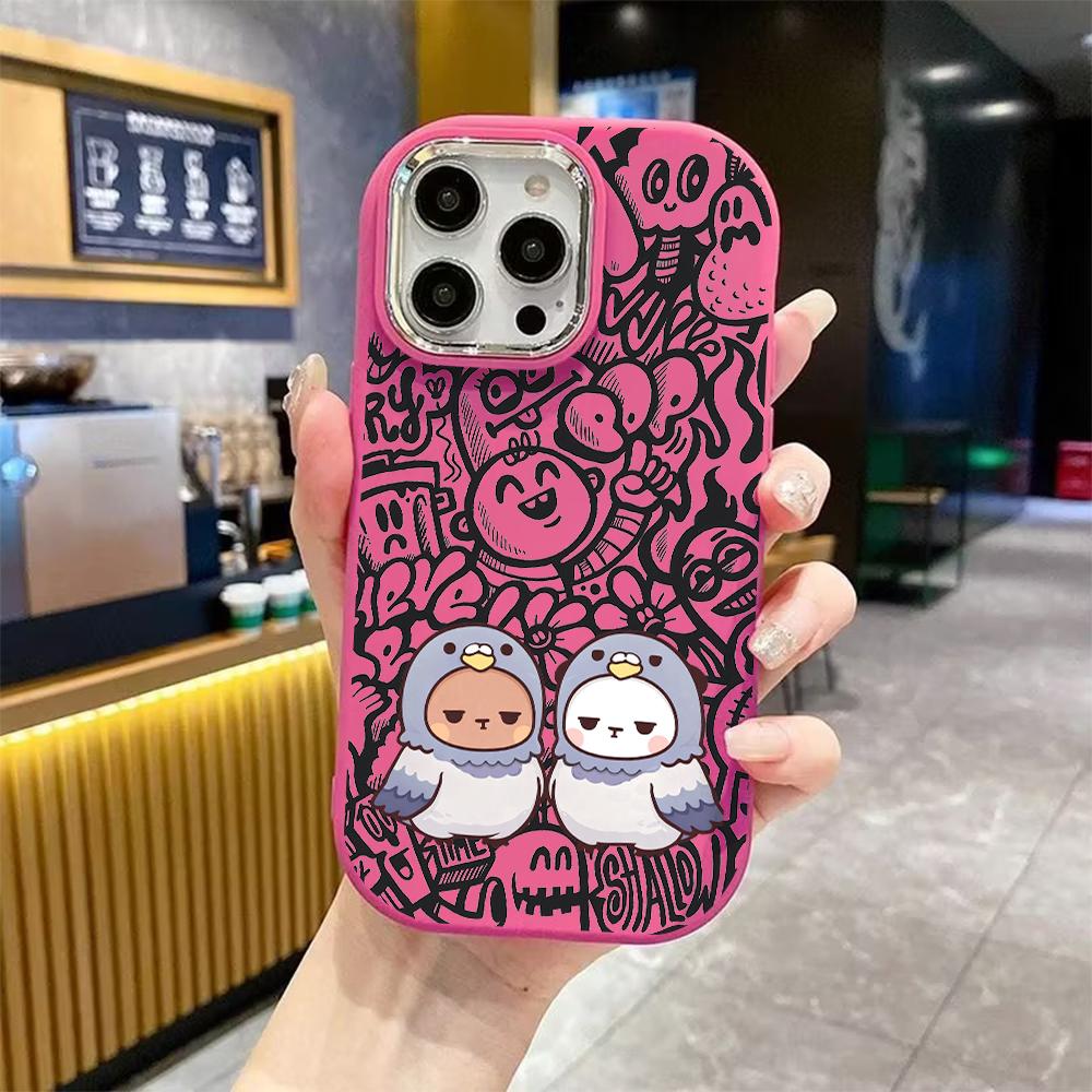 Phone Case: 2D flat design suitable for iPhone 18 17 16 15 14 13 Pro protective case, couple style, little bird full-head cover, Christmas and Hallowe