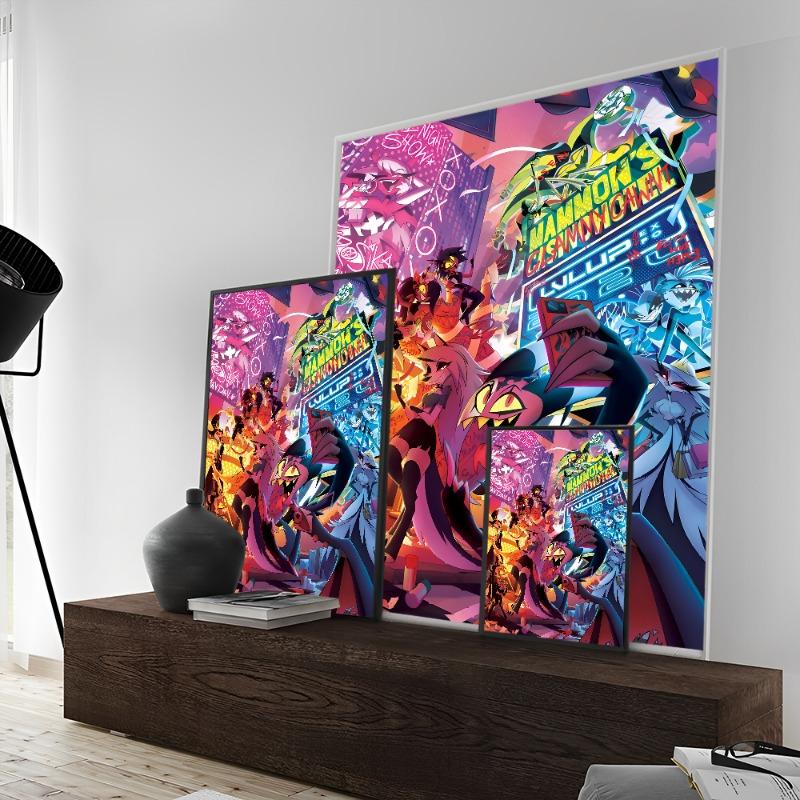 H-Hazbin Cartoon Hotel Classic Vintage Posters Decoracion Painting Wall Art White Kraft Paper Kawaii Room Decor