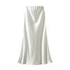 Elegant Satin Fish Tail Skirt For Women With Stretch Waistband In Spring Fashion