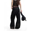 American Retro Paris Buckle Raw Denim Jeans Unisex Straight Wide Leg Slim Fit Streetwear