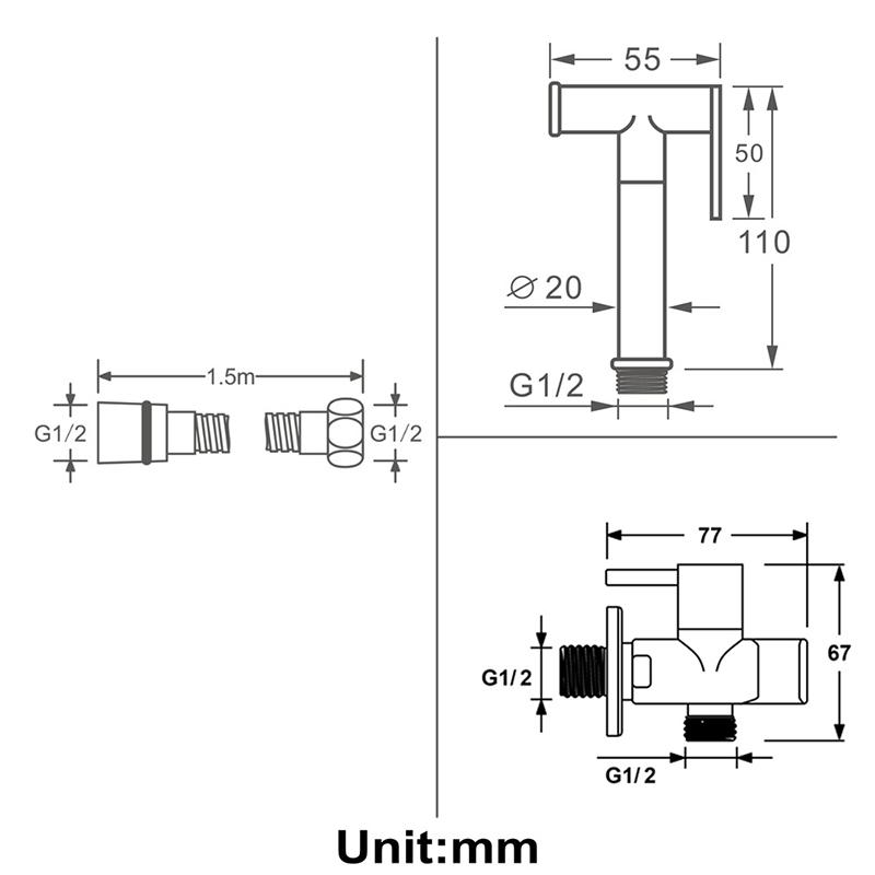 Bidet Faucet Stainless Steel Portable Toilet Bidet Sprayer Set Toilet Faucet Hygienic Shower Hot Cold Water Shoer Head