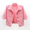 Women Coat Solid Color Slim Fit Close-fitting Young Style Wear-resistant Half Sleeve Buttons