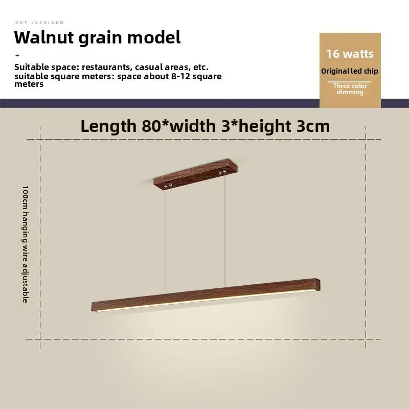 Подвесной светильник для гостиной и столовой из натурального дерева Word Long Strip Lamp