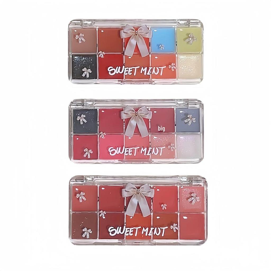 Сладкая мята Палитра из десяти цветов гелевой помады: Натуральный, Несмазывающийся, Зеркальный Глянцевый Блеск для Губ.