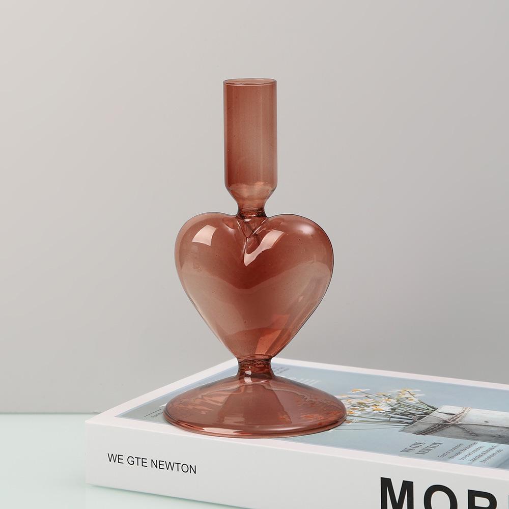 Ins Creative Retro Colored Glass Candle Holder Luxury Bedroom Decor for Romantic Dinner