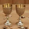 Handmade Set Of 2 Royal King Embossed Goblet Design Brass Wine
