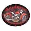[R6778] — Винтажные металлические настенные часы чёрно-красного цвета «Motorworks» — 49x39 см