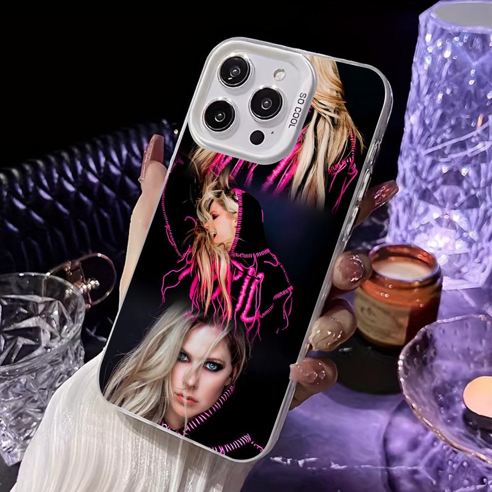 Avril Lavigne White Translucent Mobile Phone Case for iPhone 17 16 15 14 13 12 11 X XR XS Air Pro Max Plus Colorful Cover