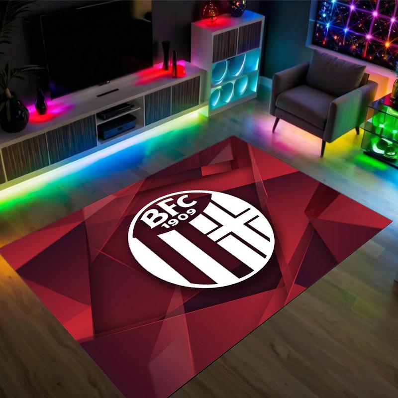 Bologna FC Design Crystal Velvet Carpet Cozy Non?Slip Printed Rug For Bedroom Living Room Entrance