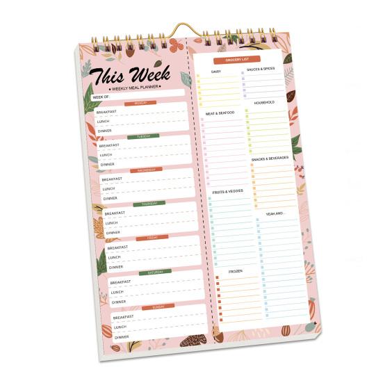 52-недельный отрывной блокнот для планирования питания, на спирали, с отрывным списком покупок, недатированный блокнот для планирования меню для кухни