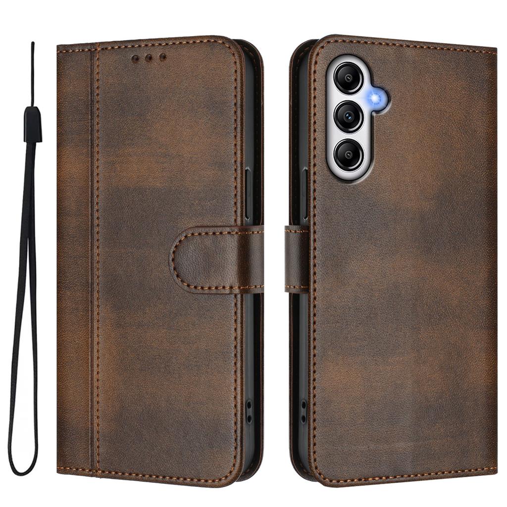 For Samsung Galaxy A25 5G (Global) (161.0 X 76.5 X 8.3mm) Cases Wallet Stand Retro Texture Leather Phone Cover with Lanyard