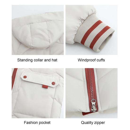Зимнее пуховое пальто Утолщенный с капюшоном Защита шеи Карманы Застежка-молния Затягивающийся шнурок Ветрозащитный Сохранение тепла Повседневная верхняя одежда для холодной погоды Хлопок