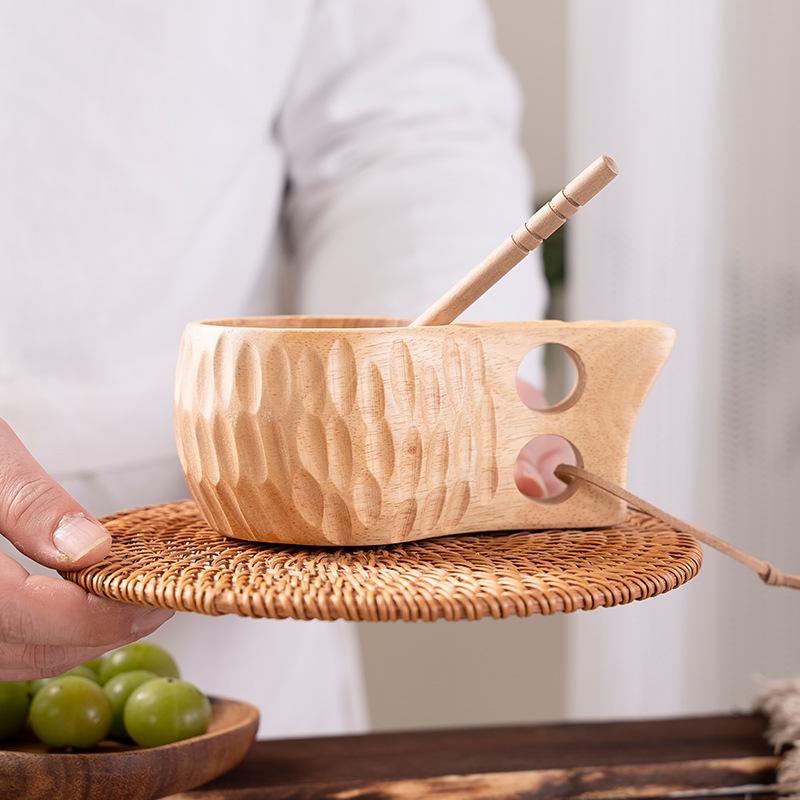 Сделай сам Деревянная чашка для молока из грецкого ореха, Салатница из акации, Дерево, Креативная кружка с ручкой, Кофейная кружка