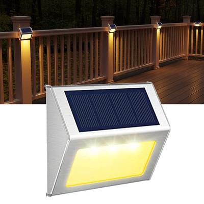 3LED солнечный садовый светильник из нержавеющей стали для наружных лестниц, патио, солнечный уличный фонарь L-ED
