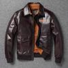 Chinese Size Brown Oil Waxed First Layer Genuine Cowhide A2 Flight Jackets Men Leather Jacket Autumn