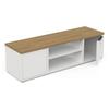 Meuble TV ACCESS - 2 Portes + 1 Niche - Décor chêne Hamilton et blanc - L 134,8 x P 39,6 x H 39,1 cm - DEMEYERE