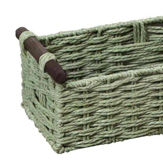 Прямоугольная корзина для хранения с ручкой, большая вместимость, многоцелевое декоративное плетеное украшение ручной работы