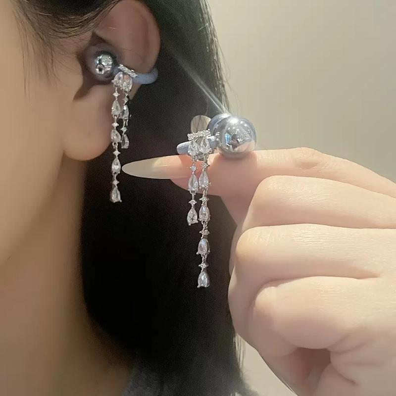 2PCS Shiny Elegant Waterdrop Ear Clip Accessories Universal DIY Decor Parts for Most Earphone Custom Decoration