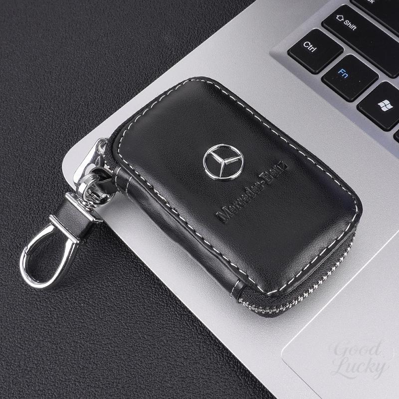 Leather Car Key Case Key Wallet Zipper For Mercedes Benz A C E S G Class GLC CLE GLB GLS W177 W213 Auto Interior Accessorie VF6