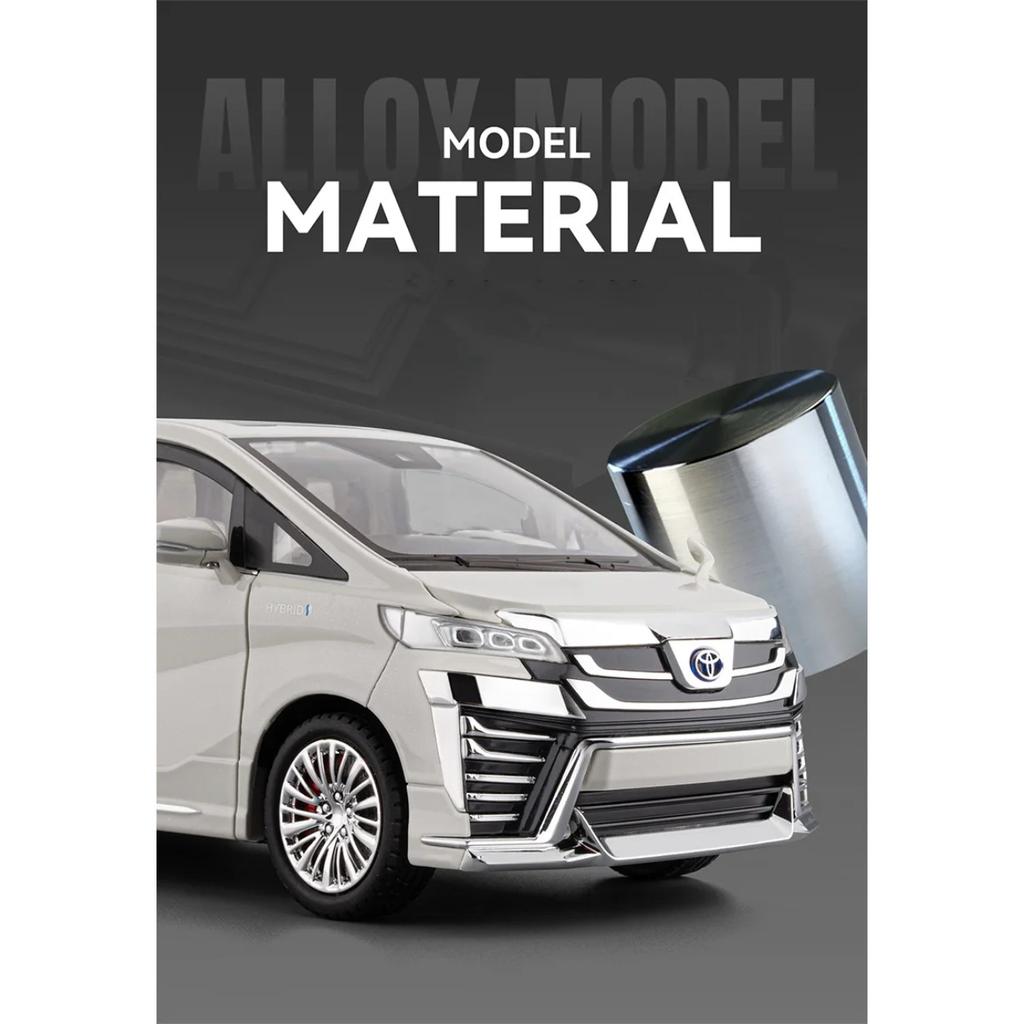1/18 Toyota Vellfire MPV Automatic Door Alloy Car Model Sound and Light Pull Back Children's Toy Collectibles Birthday Gift