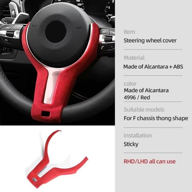 For BMW F20 F21 F23 F30 F32 F34 F36 F39 F15 F16 F10 F48 Made of Alcantara Car Interior Steering Wheel Trim Cover ABS Accessories