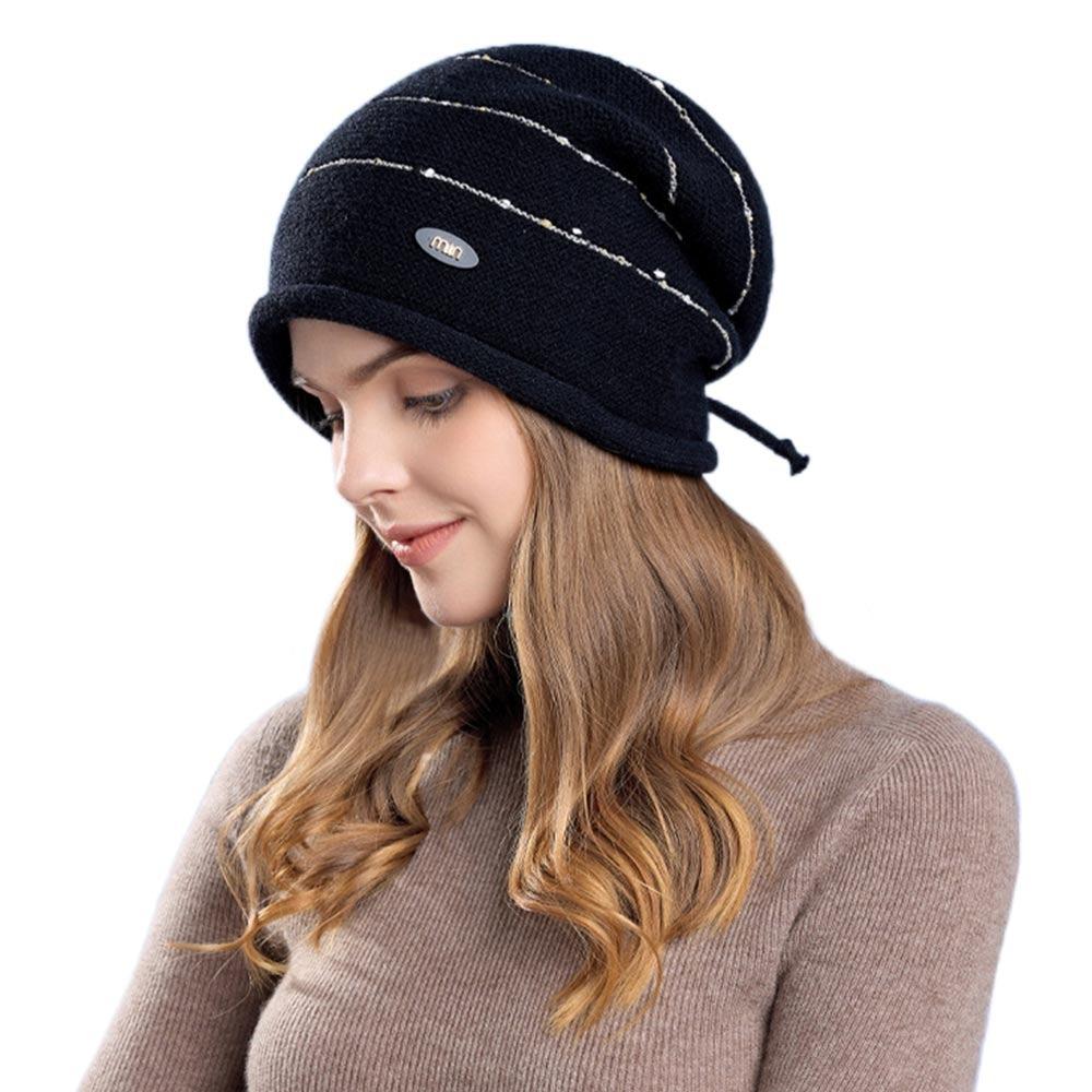Soft Winter Knitted Hat Short Brim Ear Protection Hat Casual Beanies Men Women