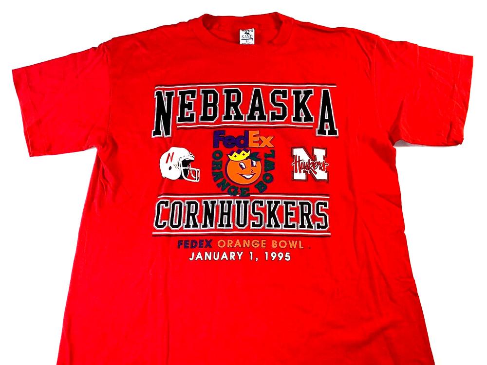 Редкий! Винтажная оранжевая футболка Nebraska Cornhuskers Orange Bowl 1995 года Новая! БОЛЬШАЯ унисекс футболка