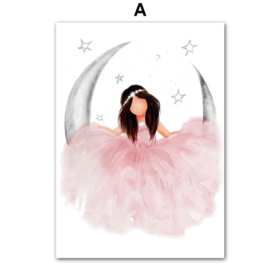 Принцесса Девочка Замок Корона Карета Волшебная Палочка Настенное Искусство Холст Живопись Мультяшные Постеры И Принты Картинки Девочка Детская Комната Декор