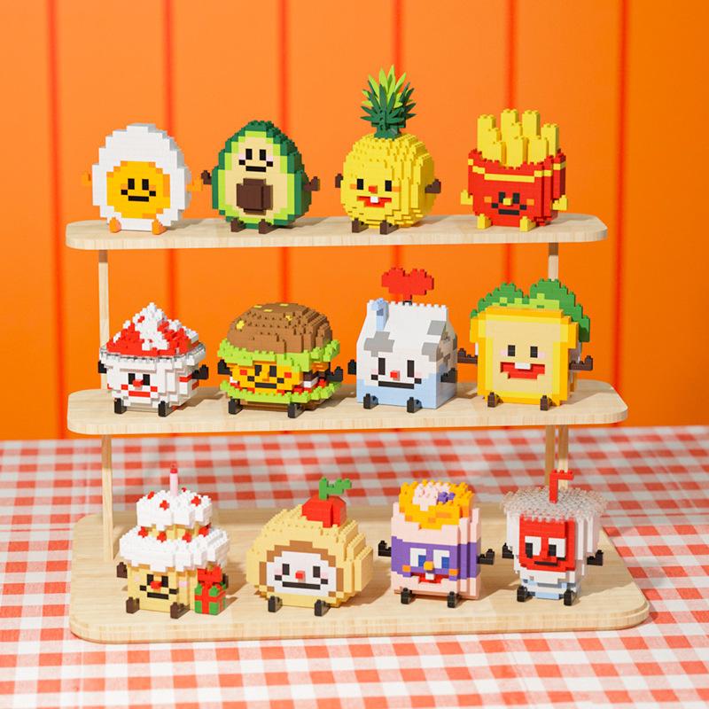 Веселые микрочастичные строительные блоки Happy Eat and Play Series Яркий авокадо ананас детские развивающие игрушки для сборки