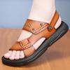 Модные летние нескользящие кожаные сандалии с открытым носком Новые сандалии и шлепанцы Мужские сандалии из натуральной кожи Взрослая обувь на толстой подошве для пляжа