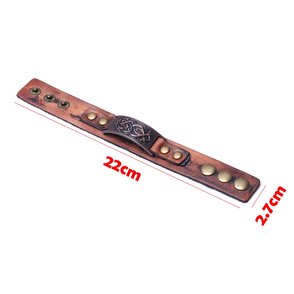 Men Women Alloy Buckle Wide Cuff Bracelet Wrap Bangle Leather Wristband Punk Snap Bracelet