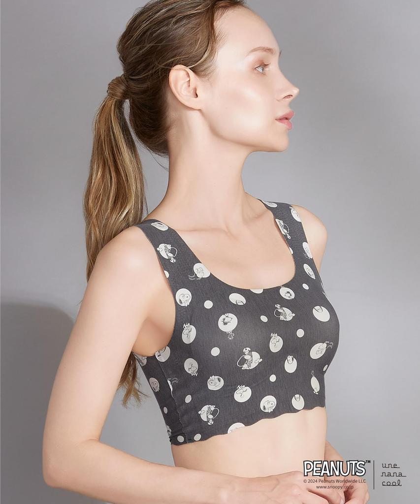 Бюстгальтер Half Top Wireless Bra из хлопковой смеси с плоским верхом и 3D-силуэтом Snoopy Bra BUN721 BL [Unnana Cool] [коллаборация PEANUTS] для женщин