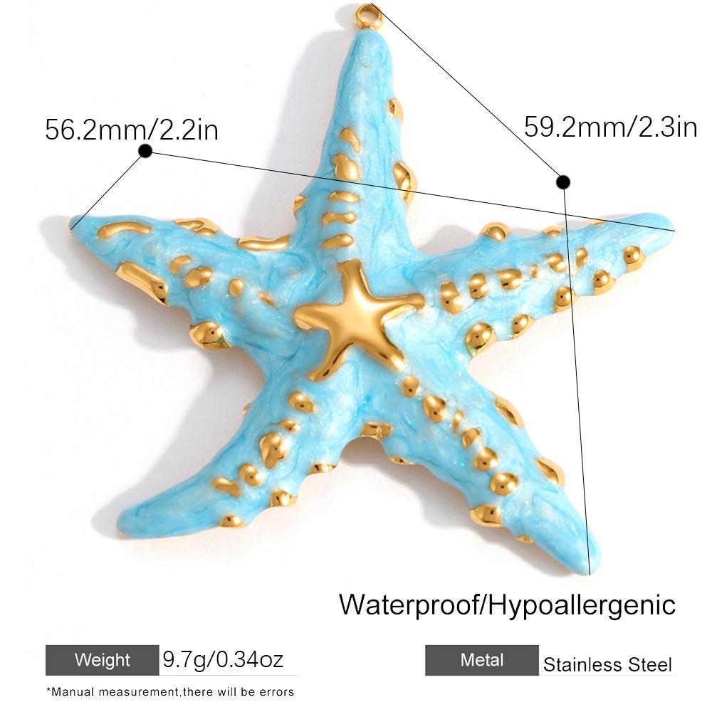 Summer Ocean Style Colorful Shell Starfish Charm Pendant 18K Gold Plated Stainless Steel Gift Jewelry