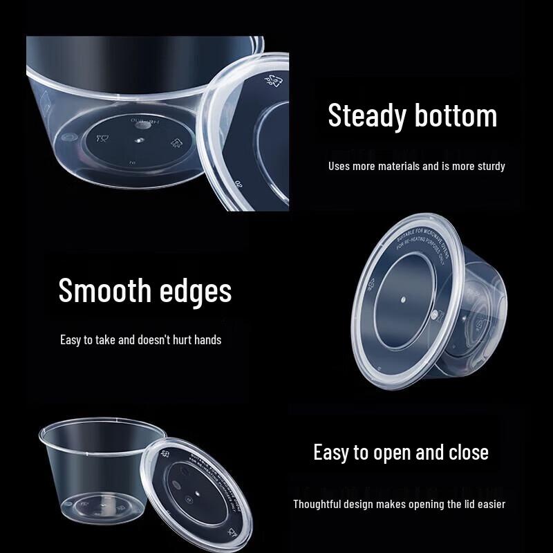 Fangcaodi 450ml Round Disposable Takeaway Bowls with Lids, 300-Count