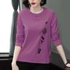 2025 Women's Plus Size Long-Sleeve T-Shirt: Perfect for Spring & Autumn, Middle-Aged Outerwear, Curve-Flattering Design