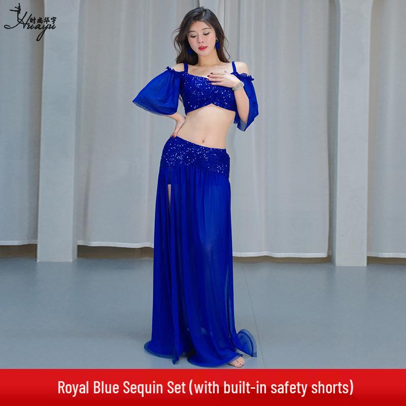 2025 Лето Сексуальный Расшитый Блестками Высококлассный Комплект для Танца Живота – Костюм для Практики и Выступлений