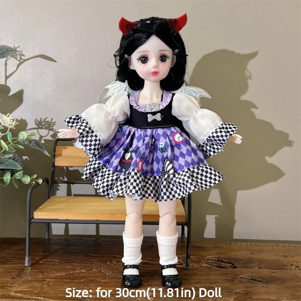 Pretty 30cm Doll Clothes Retro Style Doll Dress Trendy 1/6 BJD Doll Outfit Set (No Dolls or Shoes)