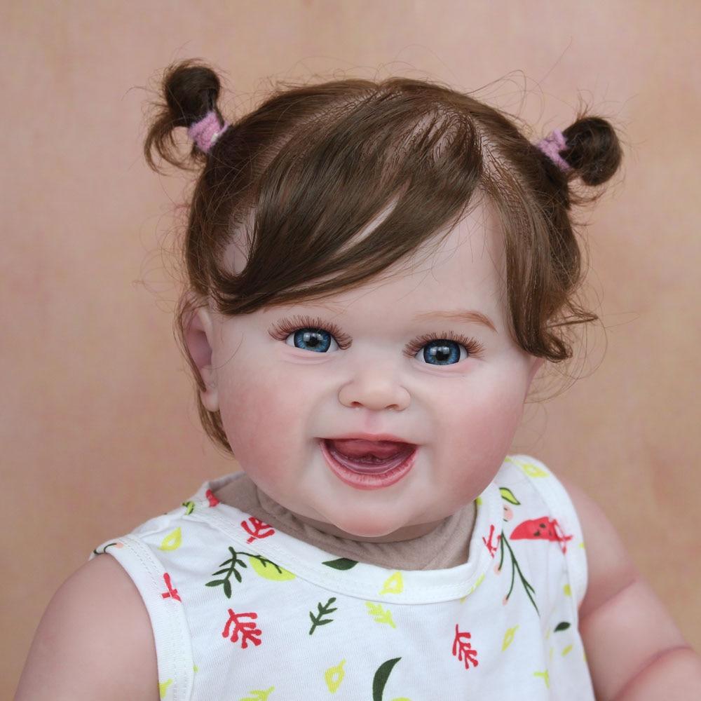 3D краска для кожи, силиконовая игрушка Reborn для девочек, как настоящая, 55 см, улыбающаяся принцесса Bebe, художественная кукла с коллекцией вен, нарядное платье