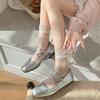 Female Summer Lace Ballet Wind Breathable Clear Glass Silk Mid Tube Pile Socks